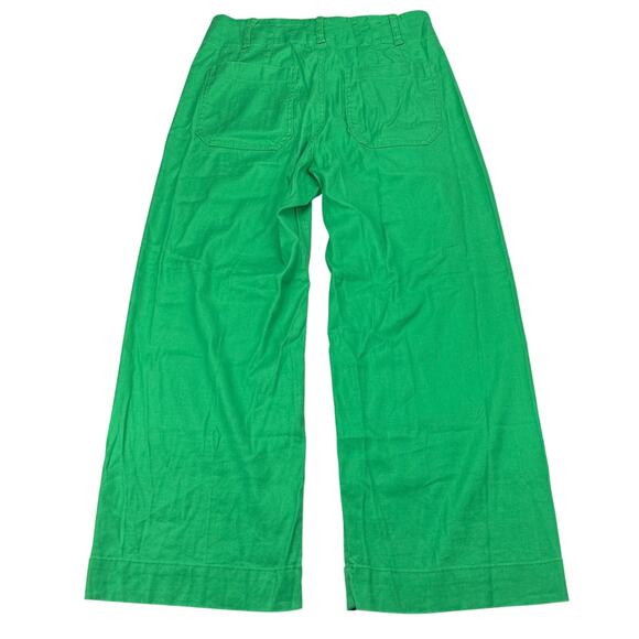 MAEVE The Colette Linen Blend Crop Wide-Leg Trouser Pants Women Size 28 Green - Picture 8 of 8